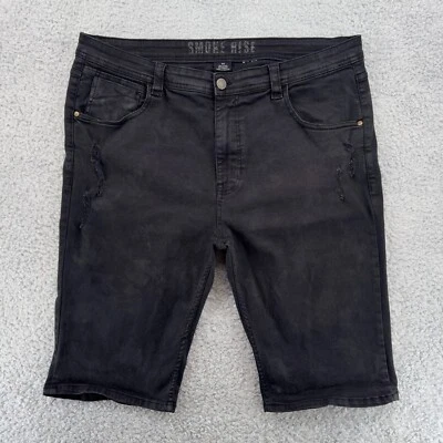 Smoke Rise Men Shorts Size 42 Black Distressed Stretch Denim Bermuda - Image 1 of 4