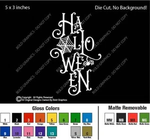 5" Halloween Die Cut 1-Color Vinyl Sticker Decal Spider Web Spooky Season Decor - Picture 1 of 6