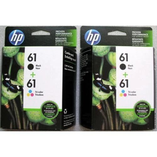 4 HP 61 Genuine 2 BLACK 2 COLOUR Ink Cartridge Deskjet 1050/2050/2540/3050 #61 - image 1 of 1