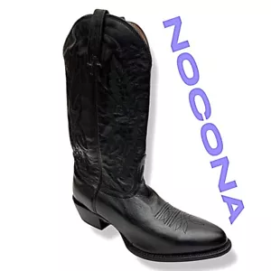 Nocona Men’s Black Leather Pointed Toe Western Cowboy Boots Size 11 EE New - Picture 1 of 11