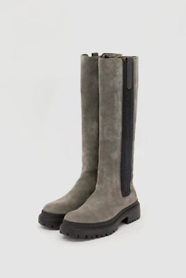 NUEVO SIN CAJA $2295 Brunello Cucinelli Mujeres Cuero Gamuza Botas Altas con Cuentas37/7US W242 Foto 1 de 4