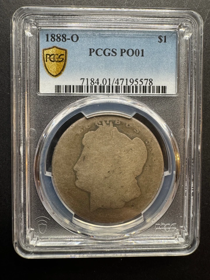 1888 O Morgan $1 graduación profesional PO01 Lowball raro pobre 1 escasa baja población Nueva Orleans Foto 1 de 4