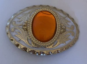 WOMENS WESTERN BELT BUCKLE, PINK STONE, WHITE, GOLD - Picture 1 of 4