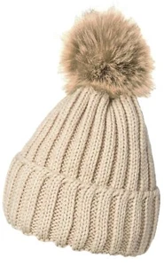 Cappello da sci uomo donna pelliccia sintetica pallone pom beanie bobble berretto maglia caldo pelliccia finta procione - Foto 1 di 6