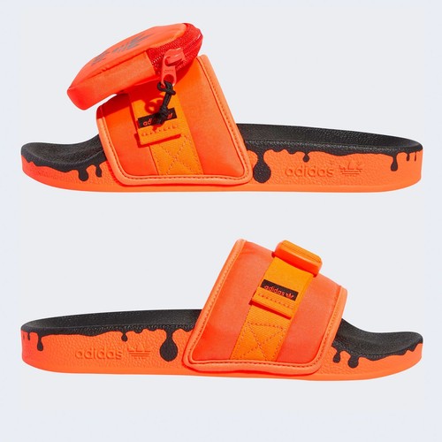 Adidas Pouchylette Adilette Sandali da Mare Sandali con Tasca Neon Rosso