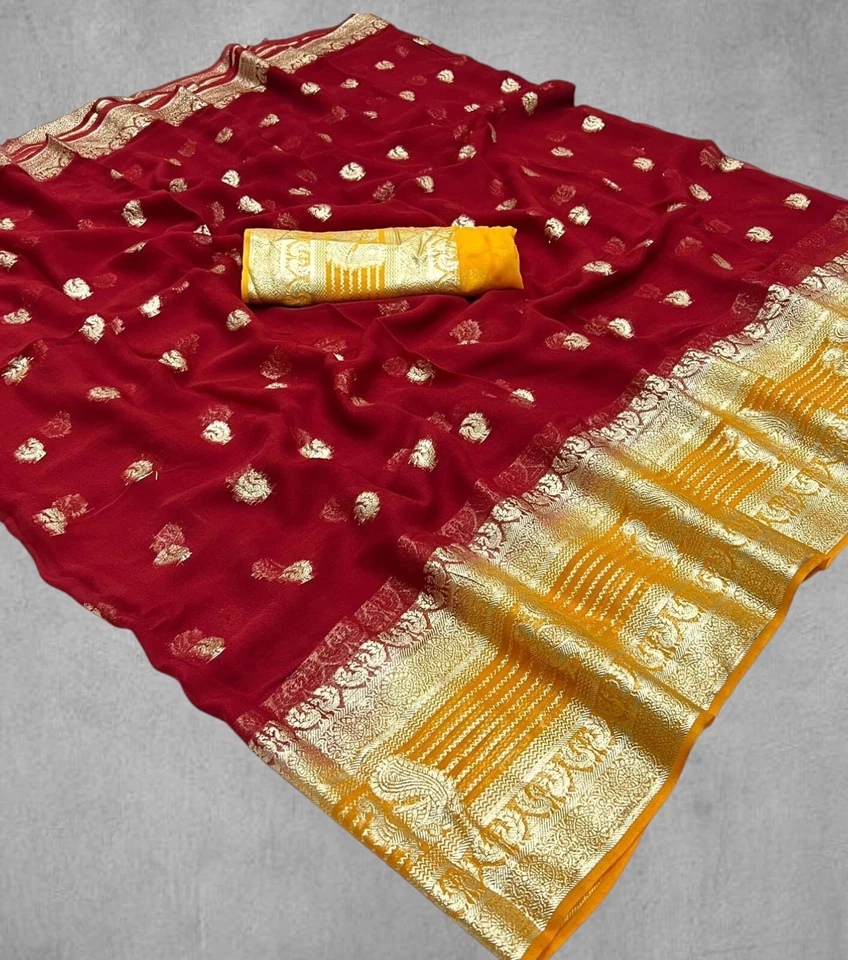 Дизайнерский вискозы Georgette 2D сари с фантазии блузка, индийский традиционный сари - Изображение 1 из 1