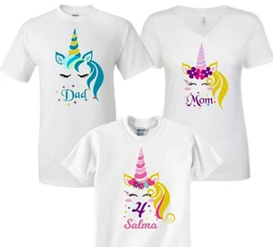 T-Shirts EINHORN Geburtstag Mädchen Familie Geburtstag süß mit Namen und Alter passend - Bild 1 von 7