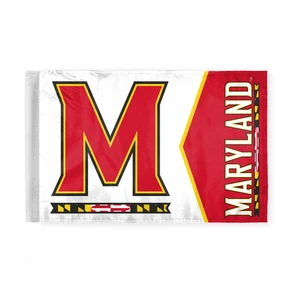 Bandera de motocicleta de la Universidad de Maryland de poliéster 6"x9" se adapta a poste de 3/8" de diámetro - Imagen 1 de 5