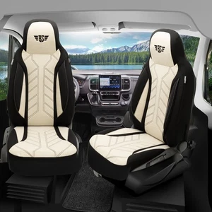 Fundas de asiento de autocaravana Pilot adecuadas para TMC 600 GT (negro-beige) - Imagen 1 de 13