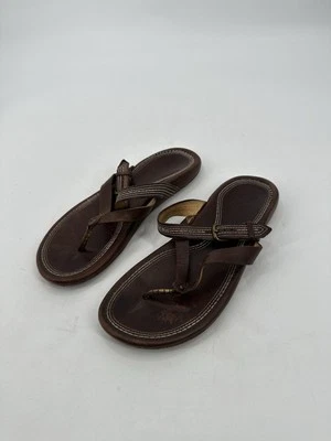 Olukai Mana Lua-W Brown Leather Sandals Buckle Toe Post Flat Women's Sz 9 - Image 1 of 4