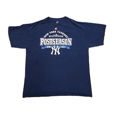 Футболка Majestic New York Yankees Post Season 2011 размер XL синяя - Изображение 1 из 4