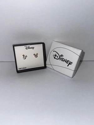 Pendientes Disney Mickey Oro 10kt Circonita Cúbica. Respaldos de seguridad nuevos en caja Foto 1 de 4