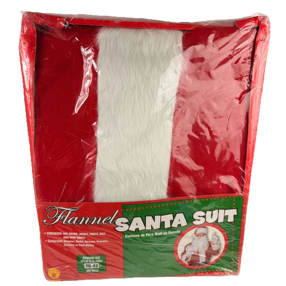 Rubie’s Santa Clause Suit Costume 40-48 Hat Beard Belt Boots Halloween Flannel - Image 1 of 4