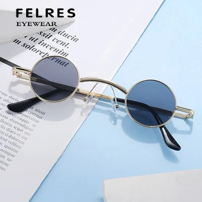 Gafas de sol punk redondas de metal con marco pequeño unisex retro para viajar fiesta gafas lo último Foto 1 de 4