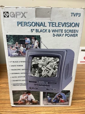 GPX 5 Inch Black And white 3 Way Power TV!!!New Old Stock!!! Never Used!!! - Image 1 of 3