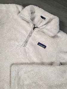 Maglione Patagonia 1/4 Zip Donna Med Worn Wear Pullover Bianco Sherpa Morbido Escursione - Foto 1 di 8