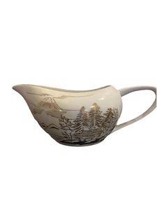 Vintage Kutani handbemalt Goldrand Berg Fuji Bambus Milchkännchen/Soßenkännchen - Bild 1 von 7