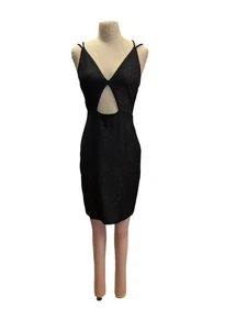 Express Black Strappy Cutout Bodycon Dress Size 8 Prom Homecoming Short Mini Dre - Picture 1 of 10