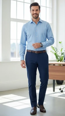 Blue striped Nautica Men's Dress Shirt Size 16.5 34-35 Long Sleeve EX condition! - Image 1 of 4