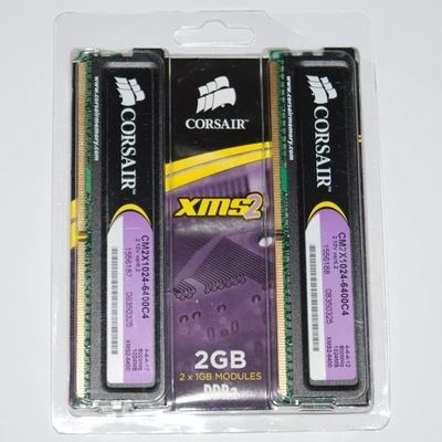 Corsair XMS2 RAM Arbeitsspeicher DDR2 2 GB Kit 2 x 1 GB 800MHz CM2X1024-6400C4 - Bild 1 von 2