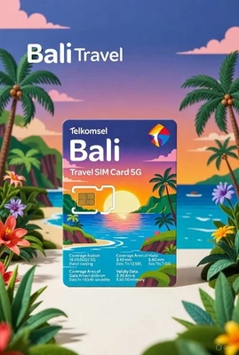 Bali 5G Travel SIM Telkomsel | 7-30 Days | 2GB/Day High-Speed Unlimited Prepaid - Image 1 of 2