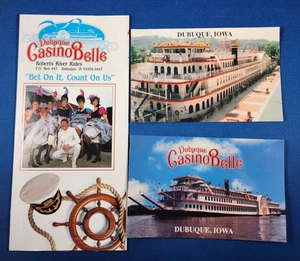 2 Postcards Casino Belle River Boat Dubuque Iowa ~ River Ride Flyer 1991 - Picture 1 of 2