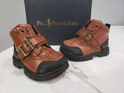 NUEVO Bebé Infantil 5 POLO RALPH LAUREN BOTA DE COMBATE NEUMÁTICO BRANDY MARRÓN NEGRO Foto 1 de 4