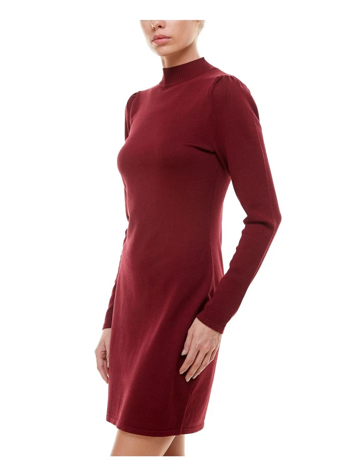 Planet Gold Womens Burgundy Long Sleeve Short Sheath Dress Juniors Size S