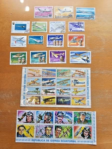 Estampillas temáticas de avión - usadas, MNH y 2 bloques - Imagen 1 de 4