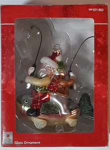 Home Accents Babbo Natale e Pupazzo di Neve Decorazione Pesca Basso Vetro 5" - Foto 1 di 3