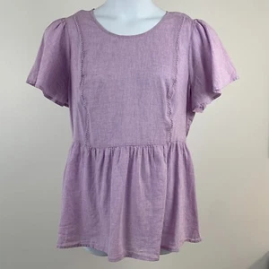 Lane Bryant sz 16 Plus Top Blouse Illusion Collection Purple Linen Blend New NWT - Picture 1 of 8