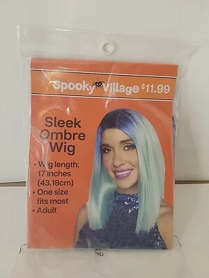 Peluca Ombre 17" Elegante Azul Anime Juegos con disfraces Sirena Hada Hasta el Hombro Bob Adulto Foto 1 de 4