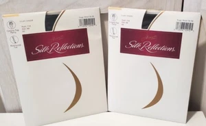2 Hanes Silk Reflections Control Top Pantyhose 718 Jet Size AB Silky Sheer - Picture 1 of 3