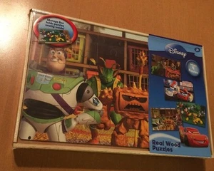Sealed Disney Set Of 4 Wooden Puzzles With Storage Box: Mickey, Cars and Toy Sto - Picture 1 of 3