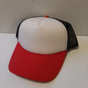(NEW) RED, WHITE & BLACK BLANK PLAIN HAT / CAP MESH TRUCKER STYLE - Picture 1 of 3