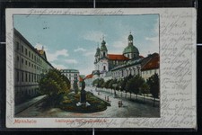  AK Mannheim 1901 gelaufen Schillerplatz belebt Jesuitenkirche Weltpostverein 