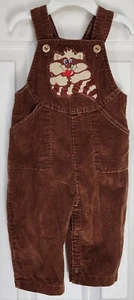 Salopette vintage Carters in velluto a coste marrone con procione made in USA taglia 12 mesi - Foto 1 di 4