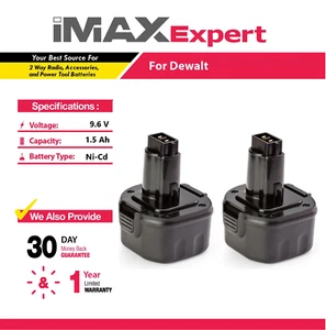 2x Batería de NiCd de 9,6 V 1,5 Ah para Dewalt DW9061 DW9062 DE9036 DE9061 DE9062 - Imagen 1 de 8