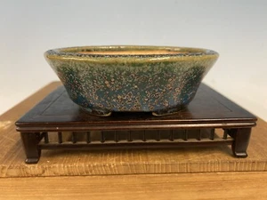 Classic Green Glazed Shohin Size Tokoname Bonsai Tree Pot Koyo 4 5/8” - Picture 1 of 12