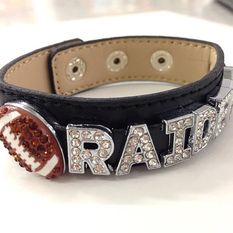 Oakland Raiders Rhinestone Bracelet / Gift for Her / NFL Bracelet / Football Mom Cover
