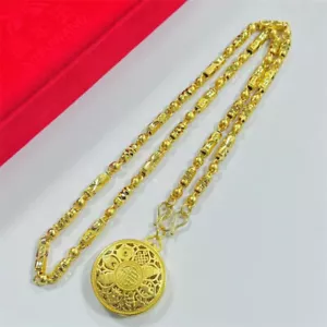 Eight Treasure Anhänger 4m 24K Thai Baht Gelbgold GP gefüllt Halskette - Bild 1 von 5