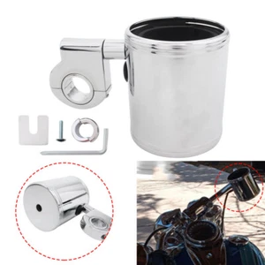 Motorcycle Chrome Water Drink Mount Handlebar Cup Holder Adjustable ATV Aluminum - Picture 1 of 12