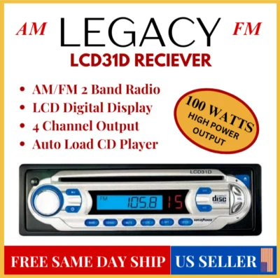 LEGACY AM/FM 2 Band LCD Digital Receiver 4-Channel CD Player LED Display 100W - Image 1 of 4