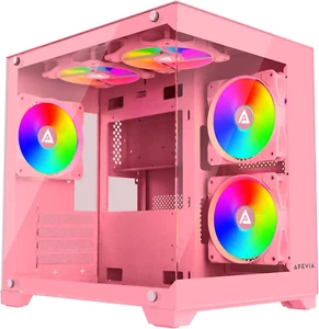 Prism-Pk Prism Micro-Atx Gaming PC Cube Case W/ 5X 120Mm ARGB Fans, 366 RGB Mode - Picture 1 of 7