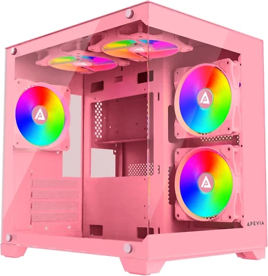 Prism-Pk Prism Micro-Atx Gaming PC Cube Case W/ 5X 120Mm ARGB Fans, 366 RGB Mode - Image 1 of 4