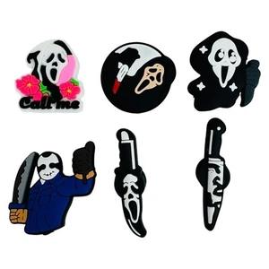 Scream Movie Ghost Face-Themed Shoe Charms for Rubber Clogs Set Of 6 - Picture 1 of 4