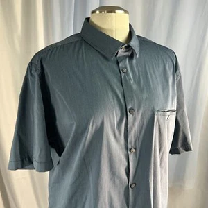 Alfani blue pinstripes collared short sleeve button up business casual shirt XXL - Picture 1 of 8