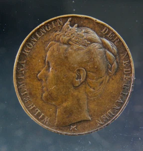 MEDALLA CORONACIÓN GUILHELMINA 1898, HOLANDA, BRONCE, 23,8 mm, 6,88 g - Imagen 1 de 3