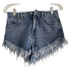 Pantalones Cortos TOPSHOP MOTO KIRI Para Mujer Azul Envejecido Denim Deshilachado Corte-Talla 8 - Imagen 1 de 7