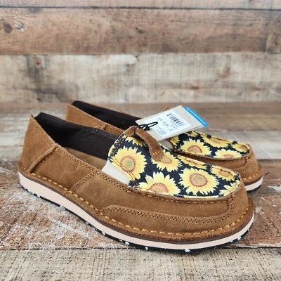 Ariat Cruiser Sunflowers Women's Size 7 Suede Peanut Field of Sun Slip On Flat - Image 1 of 4